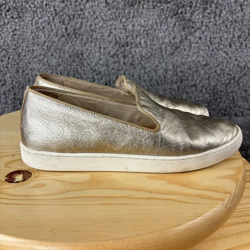 Birdies The Swift Loafer Women 7 Leather Metallic Gold Flat Slip On Comfort Shoe